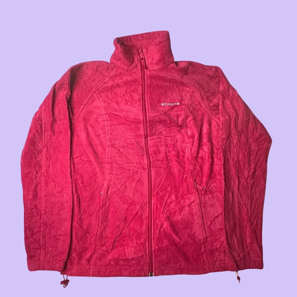 Columbia Fleece Jacket Womens S Pink Full Zip Plush Mock Neck Outdoor Layer